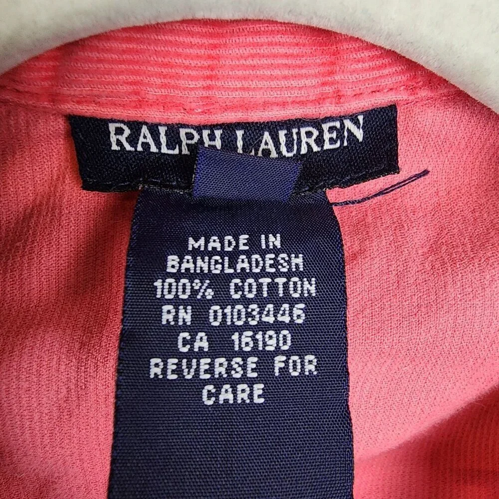 Ralph Lauren Girls Pink Corduroy Blazer Jacket Size 5 School Preppy